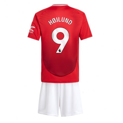 Dětský fotbalový dres Manchester United Rasmus Hojlund #9 2024-25 Domácí Krátký Rukáv (+ trenýrky)